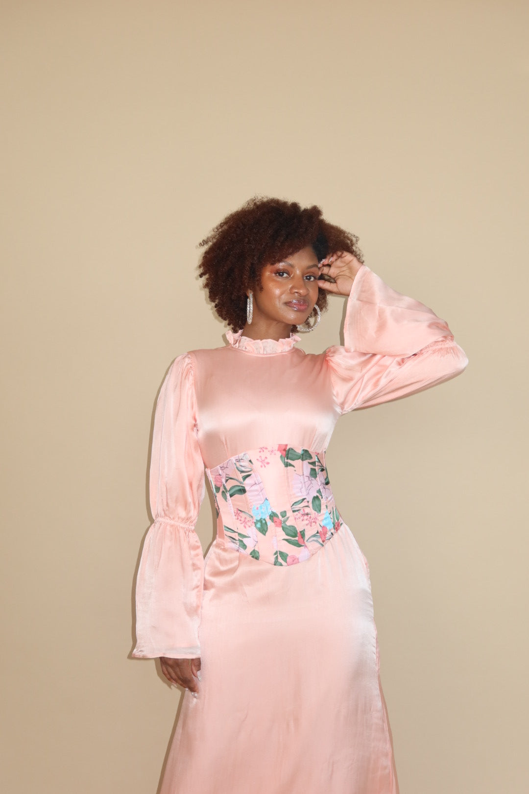 Akira Corset Silk Dress Blush / 1X Akira Corset Silk Dress Blush / 1X