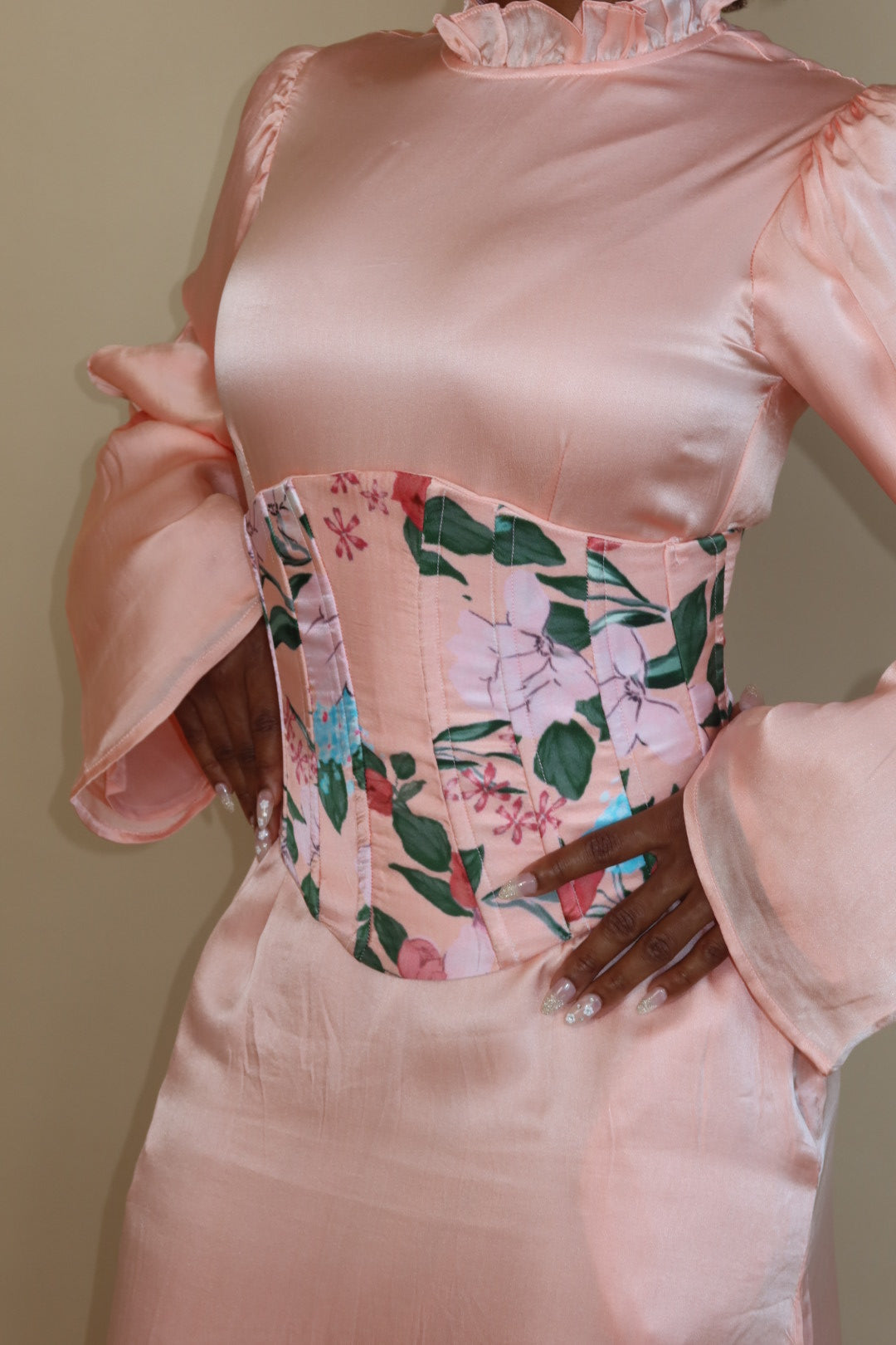 Akira Corset Silk Dress Blush / 1X